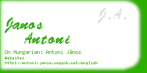 janos antoni business card